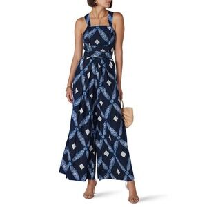 Ulla Johnson Printed Sleeveless Square Neck Kiko Jumpsuit Blue/White Womens Sz 2